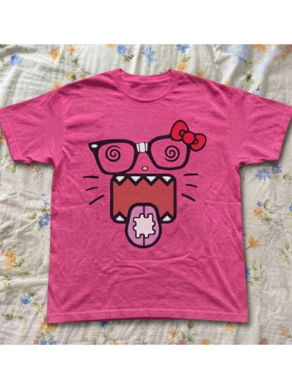 Heliconia Domo-kun Hello Kitty Mashup Pink Graphic